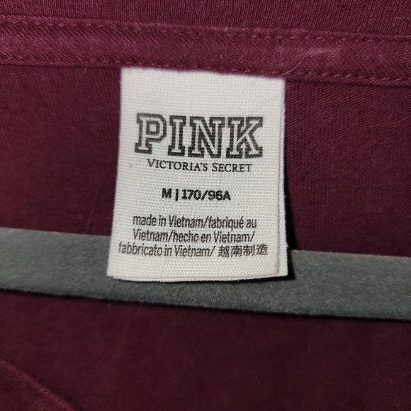 Misses sz M Pink Victoria Secret cropped Shirt Burgundy - Picture 4 of 5